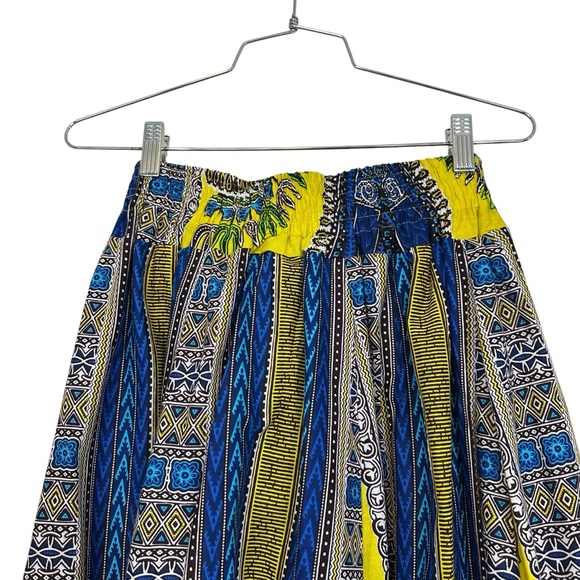 NF Ankara African Print Maxi Skirt OS Yellow and Blue - Picture 6 of 11